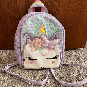 Sparkly Unicorn Kids Backpack - Lavender and White